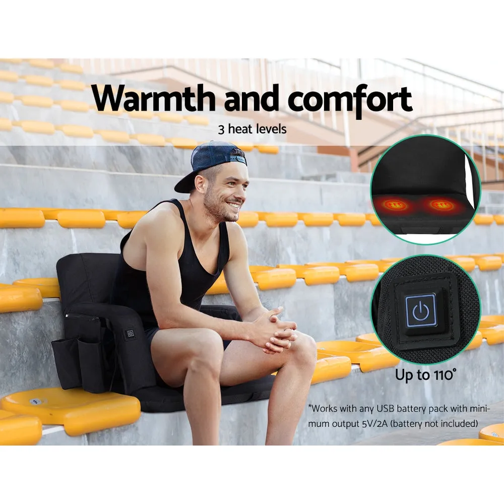 Heated Adjust. Recliner Sofa Bed w/ Armrest, Floor Lounger - Artiss