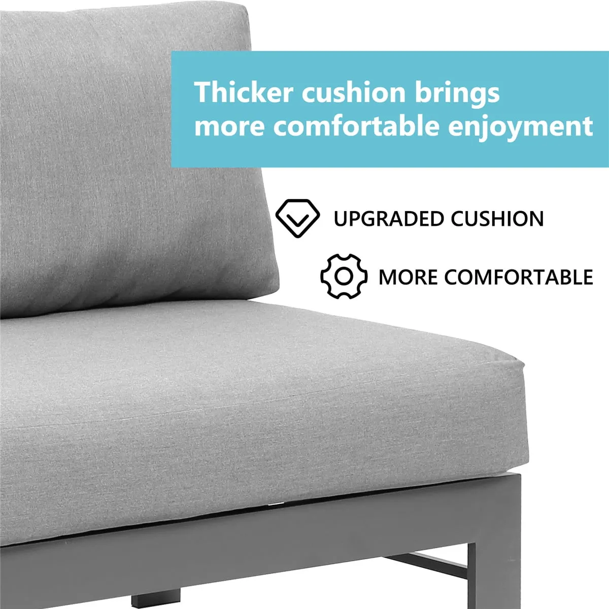 Heynemo 4 Pieces Outdoor Aluminum Furniture Set, Patio Sectional Sofa Couch - Conversation Set with Coffee Table and Sofa, Gray