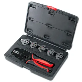 Interchangeable Ratcheting Terminal Crimper Set - 6 Die Sets Quick Change