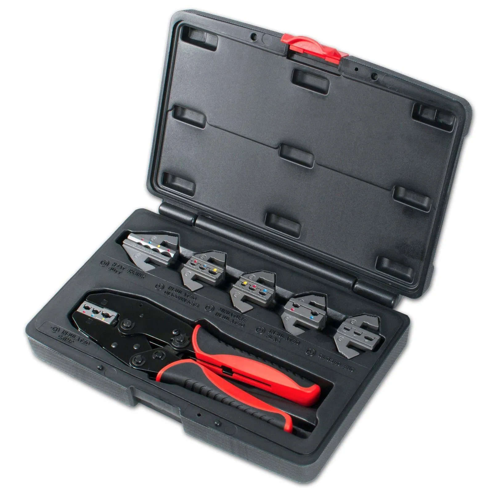 Interchangeable Ratcheting Terminal Crimper Set - 6 Die Sets Quick Change