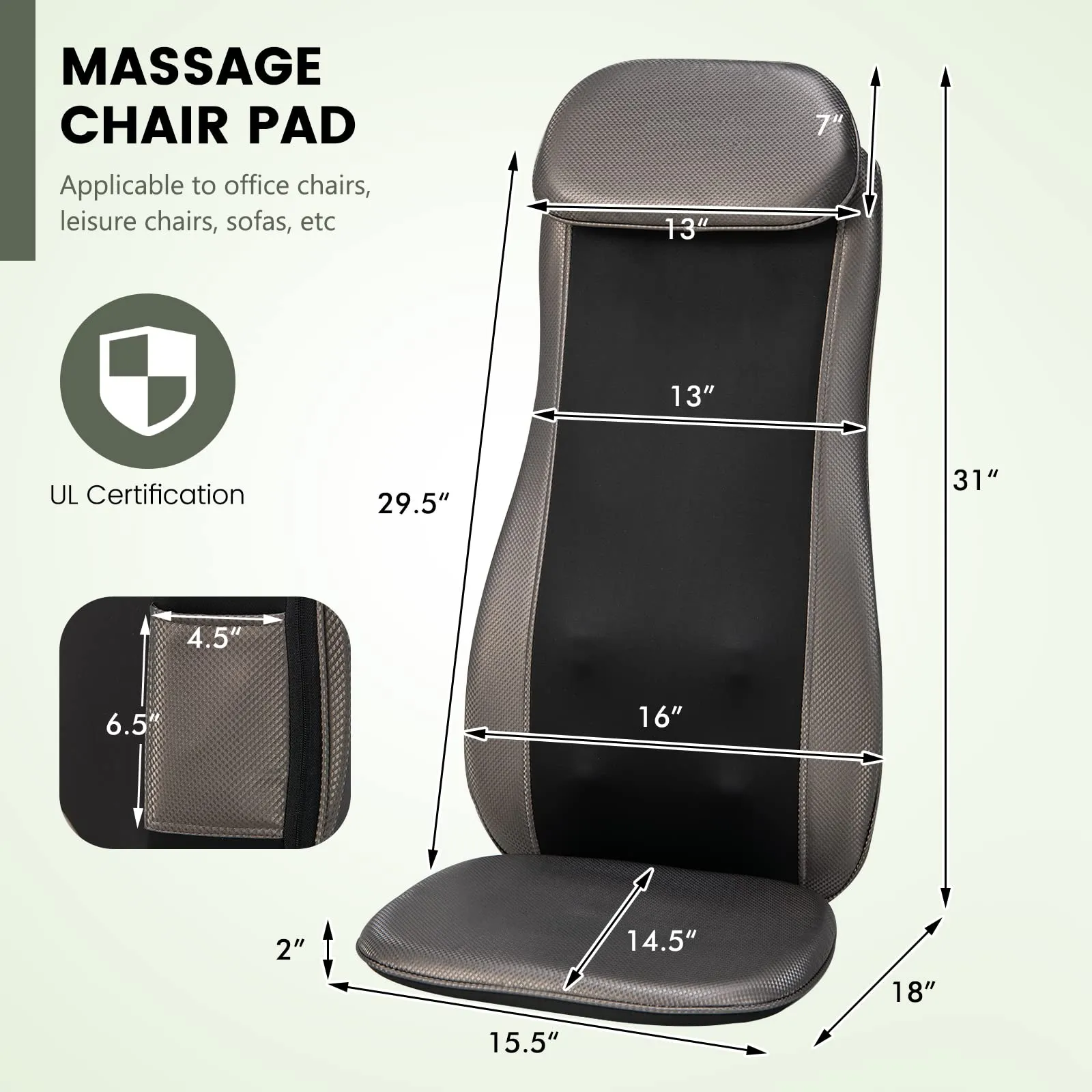 KOMFOTT Back Massager Chair Pad - Massage Seat Cushion with Heat & Vibration, Removable Neck Pillow & Back Flap