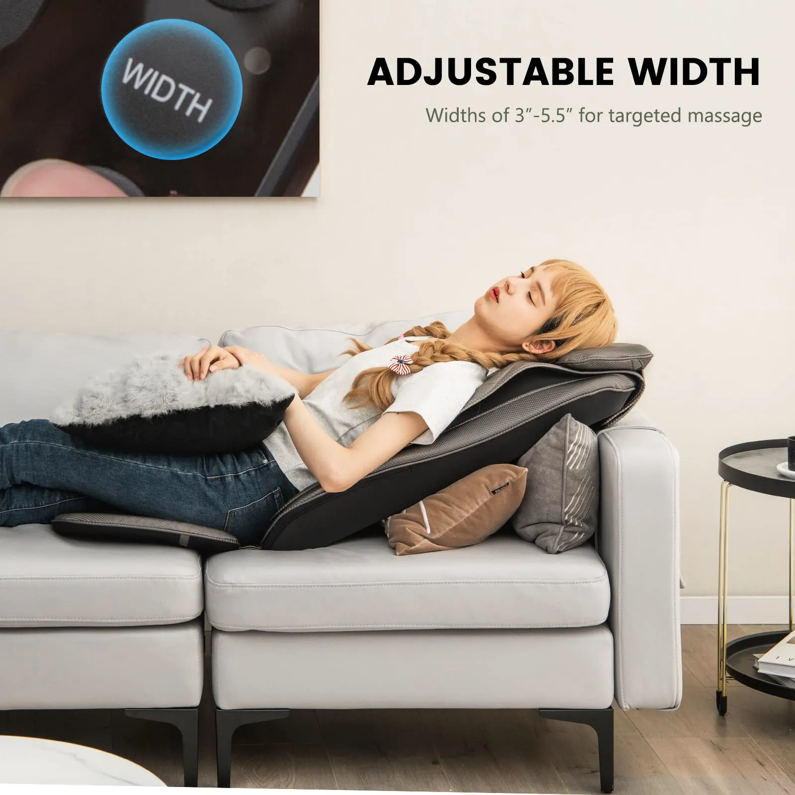 KOMFOTT Back Massager Chair Pad - Massage Seat Cushion with Heat & Vibration, Removable Neck Pillow & Back Flap