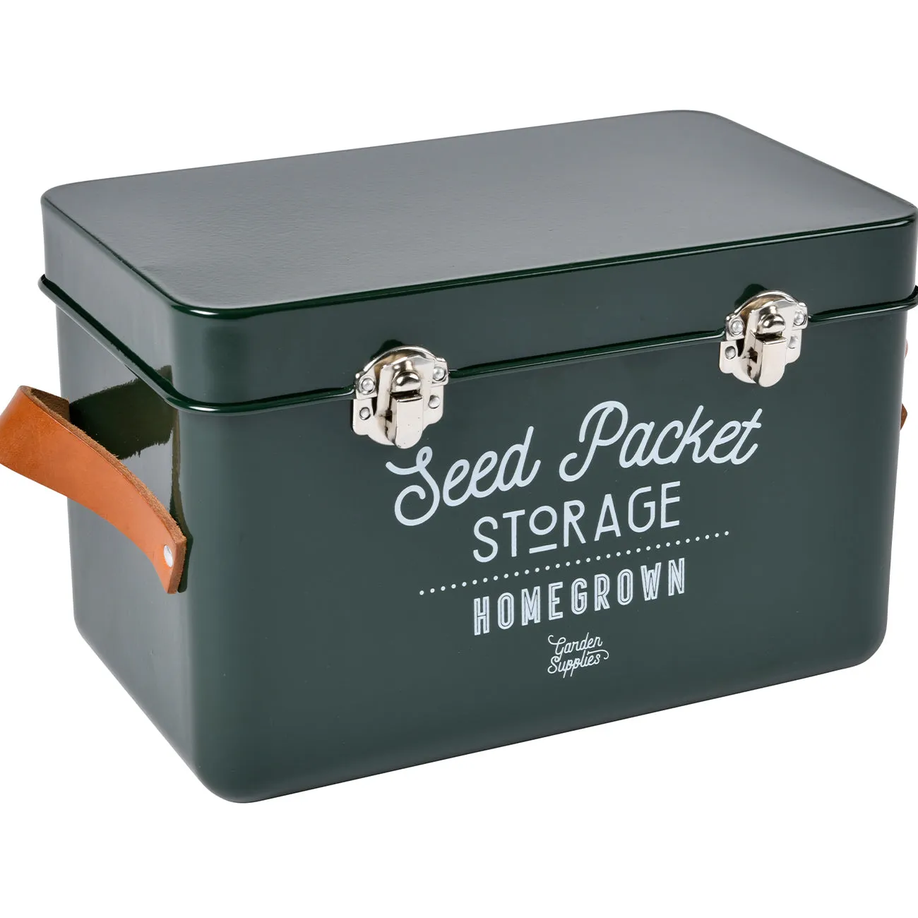 Leather Handled Seed Packet Storage Tin - Frog