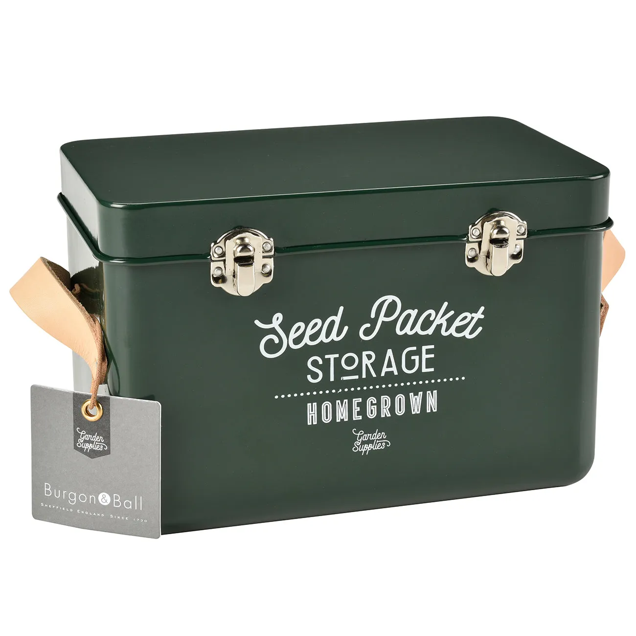 Leather Handled Seed Packet Storage Tin - Frog