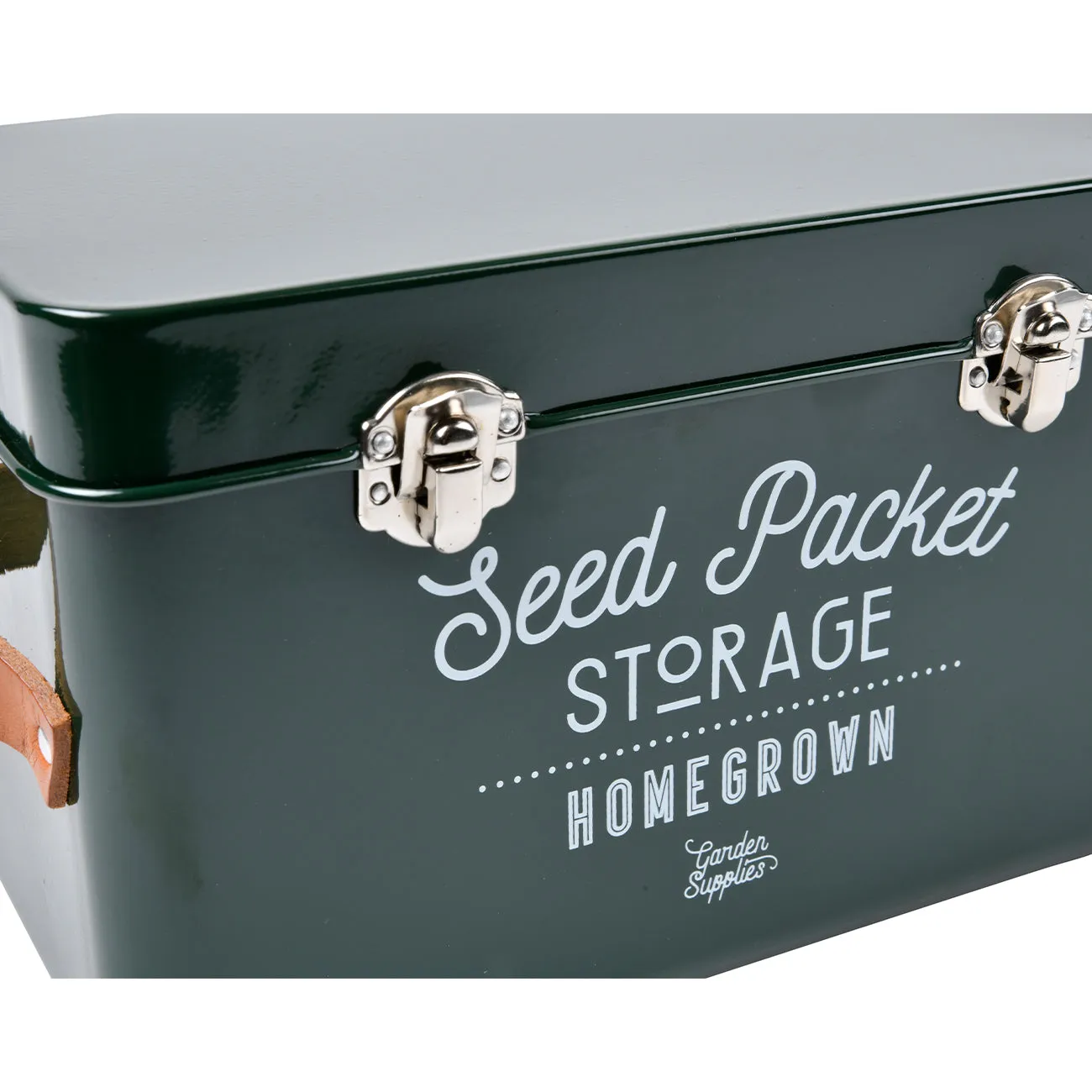 Leather Handled Seed Packet Storage Tin - Frog