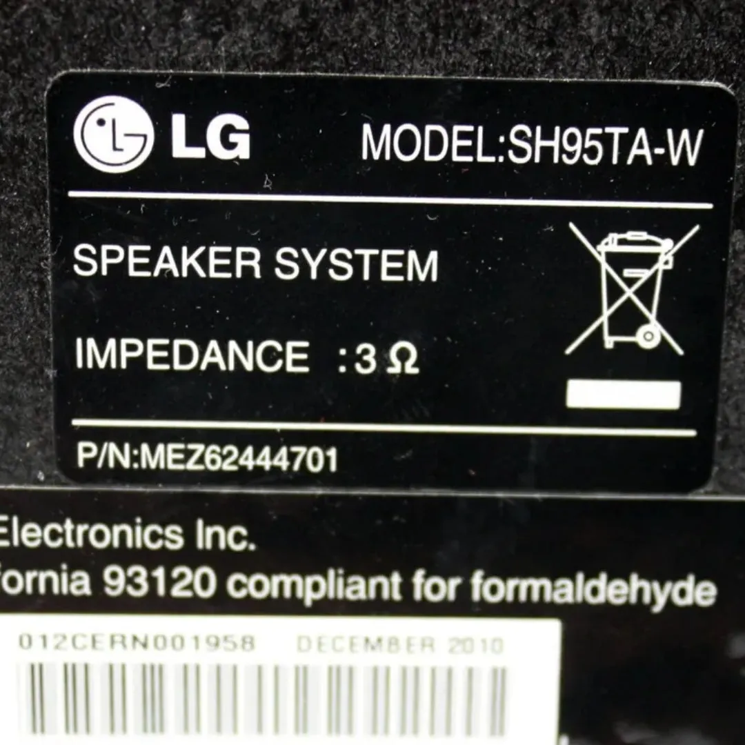 LG SH95TA-W 3 ohms Home Theater Passive Subwoofer - Foreign Used