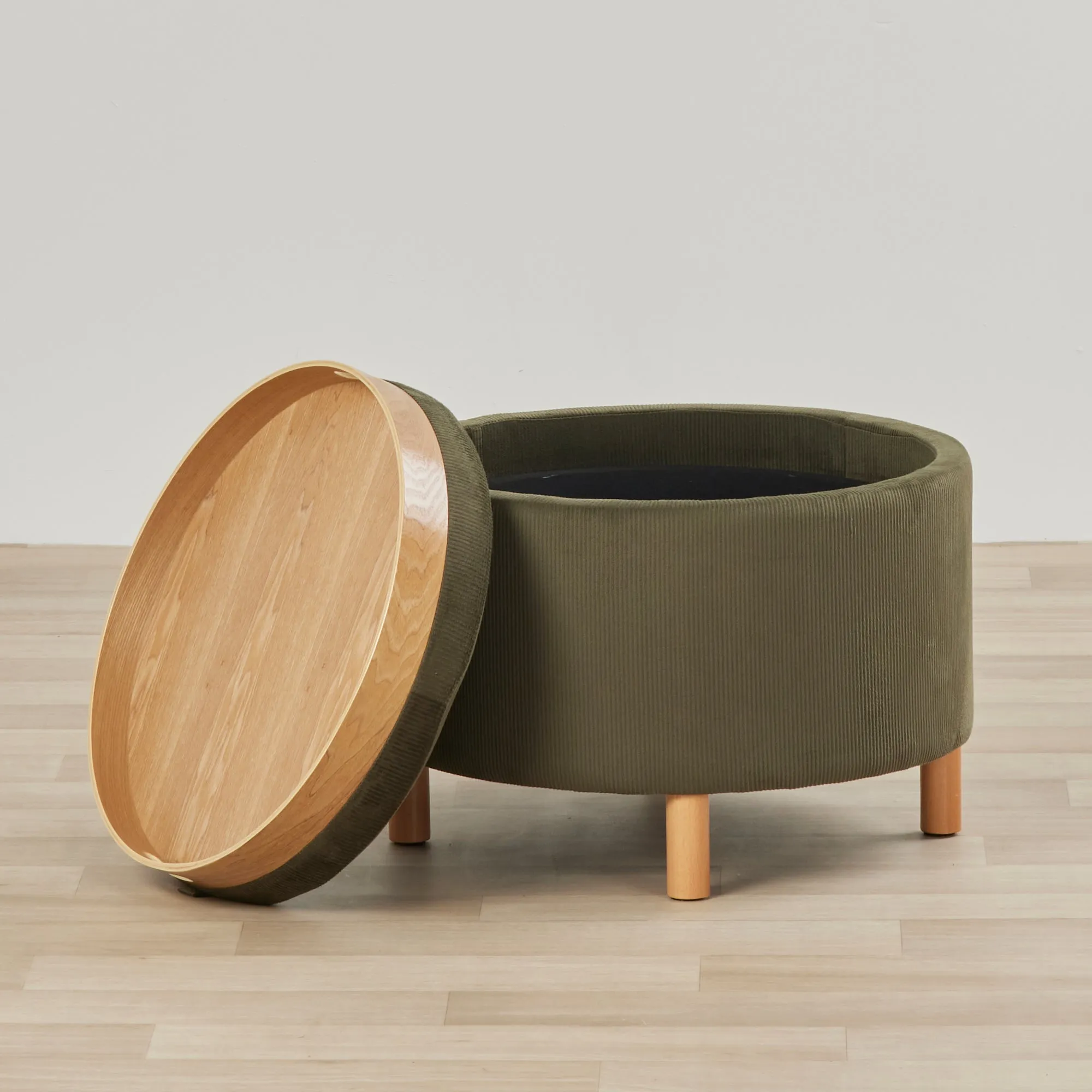 Maxi Tray Top Ottoman - Olive Green