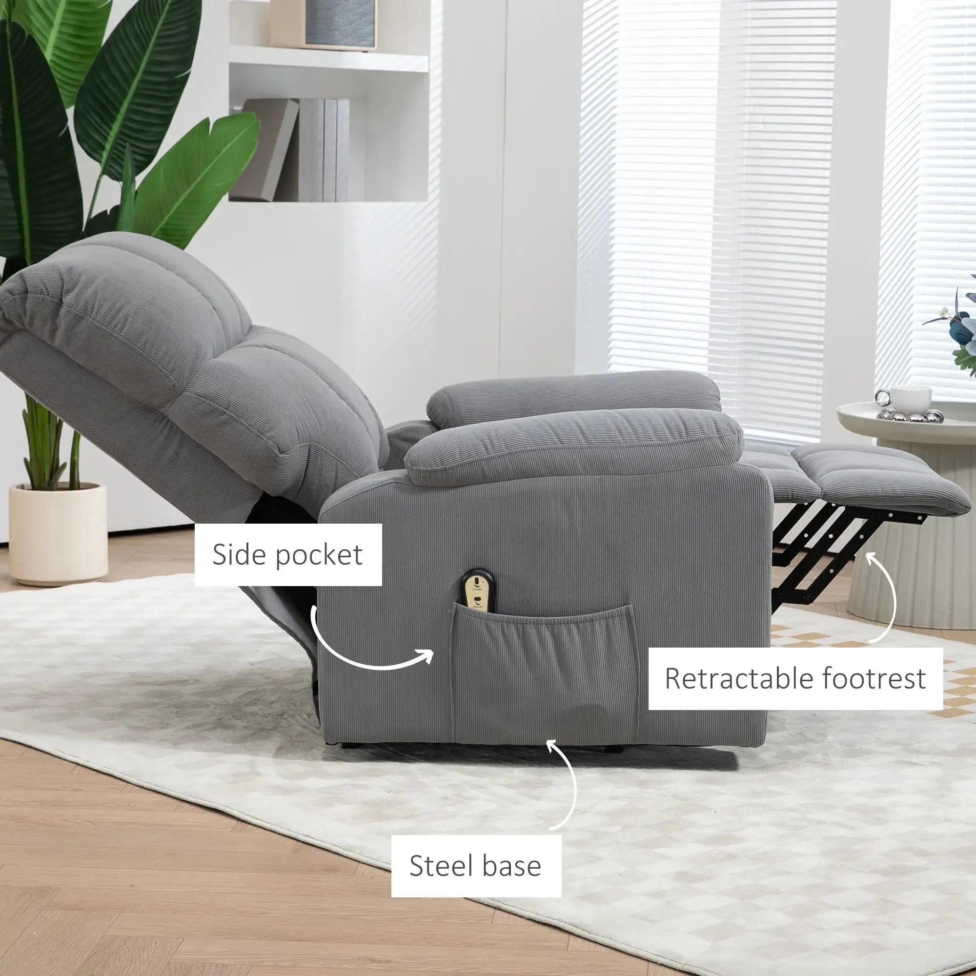 Microfibre Upholstered Power Lift Recliner Chair in Grey