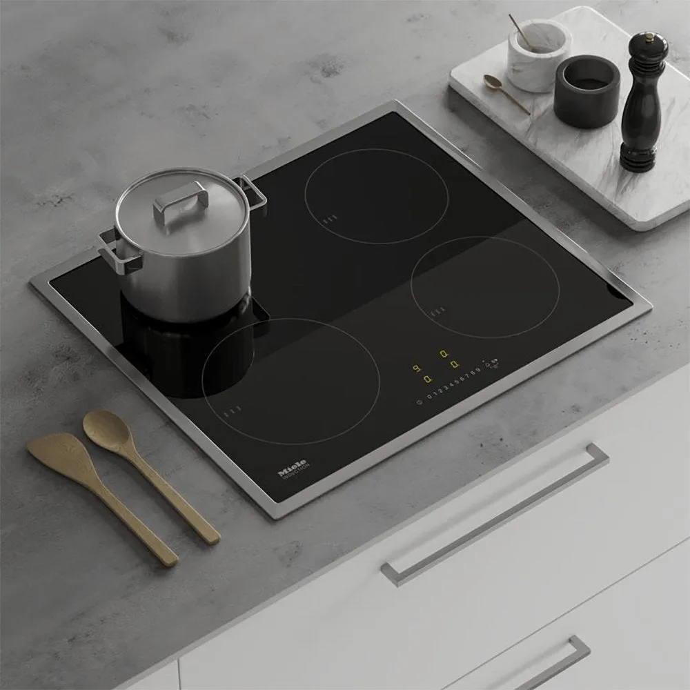 Miele KM7201FR 57.4cm Wide Induction Hob, 4 Cooking Zones, Stainless Steel Frame