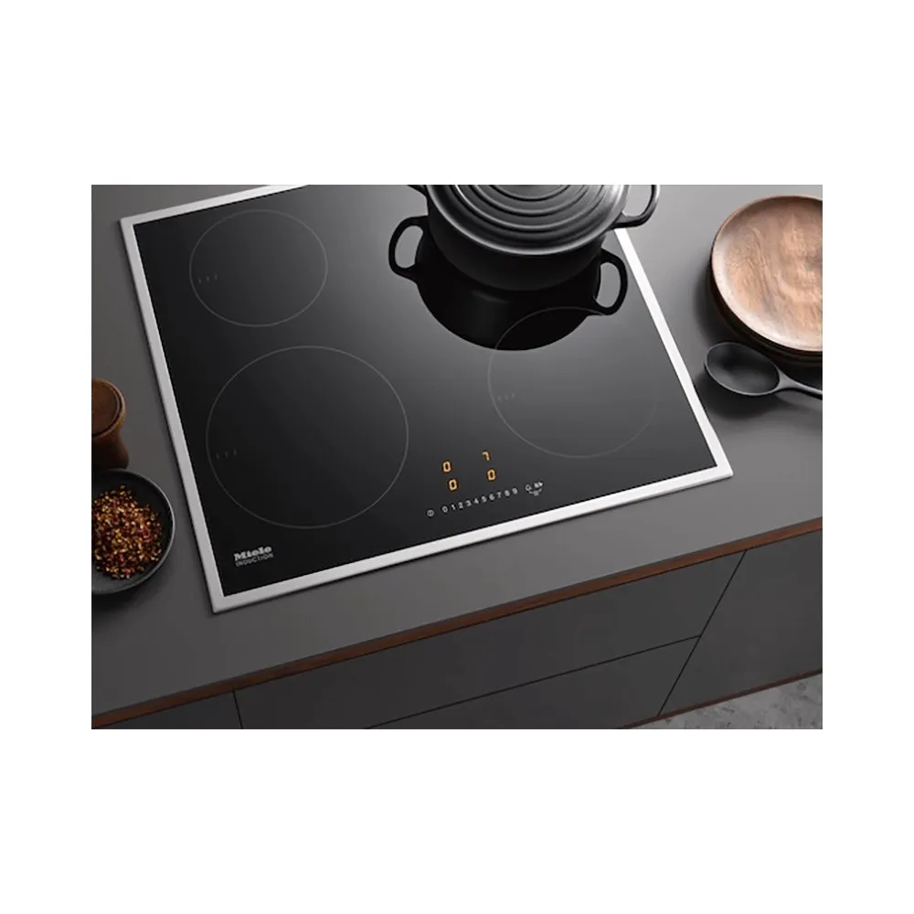 Miele KM7201FR 57.4cm Wide Induction Hob, 4 Cooking Zones, Stainless Steel Frame