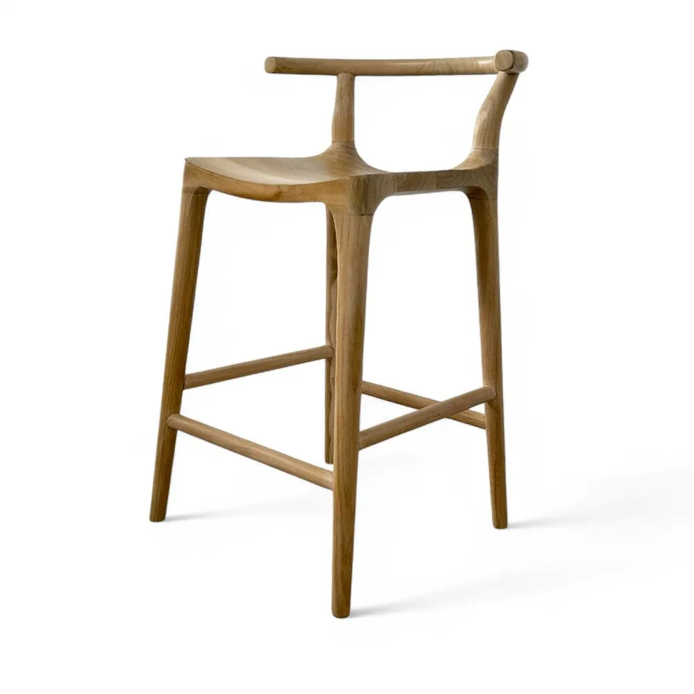 Monte Teak Bar Stool w Back Rest