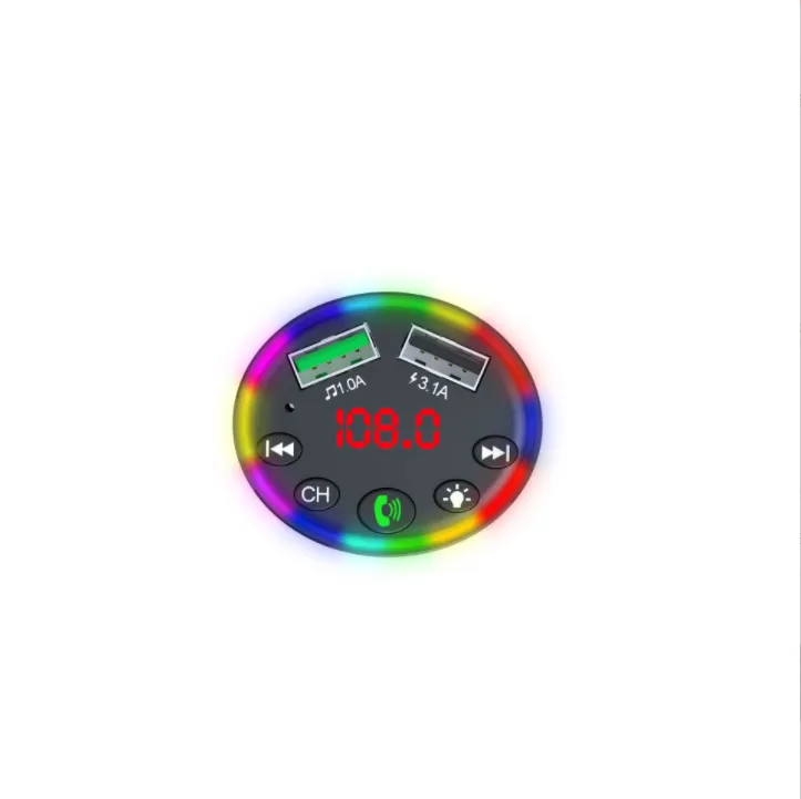Multi Colored LED Radio MP3 Bluetooth Adapter Car Kit 1 Charger 2 Transmitter