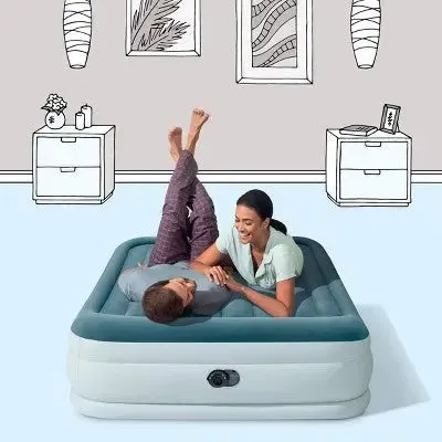 New - Intex Elevated 18" Premium Comfort Queen Air Mattress with Internal Pump
