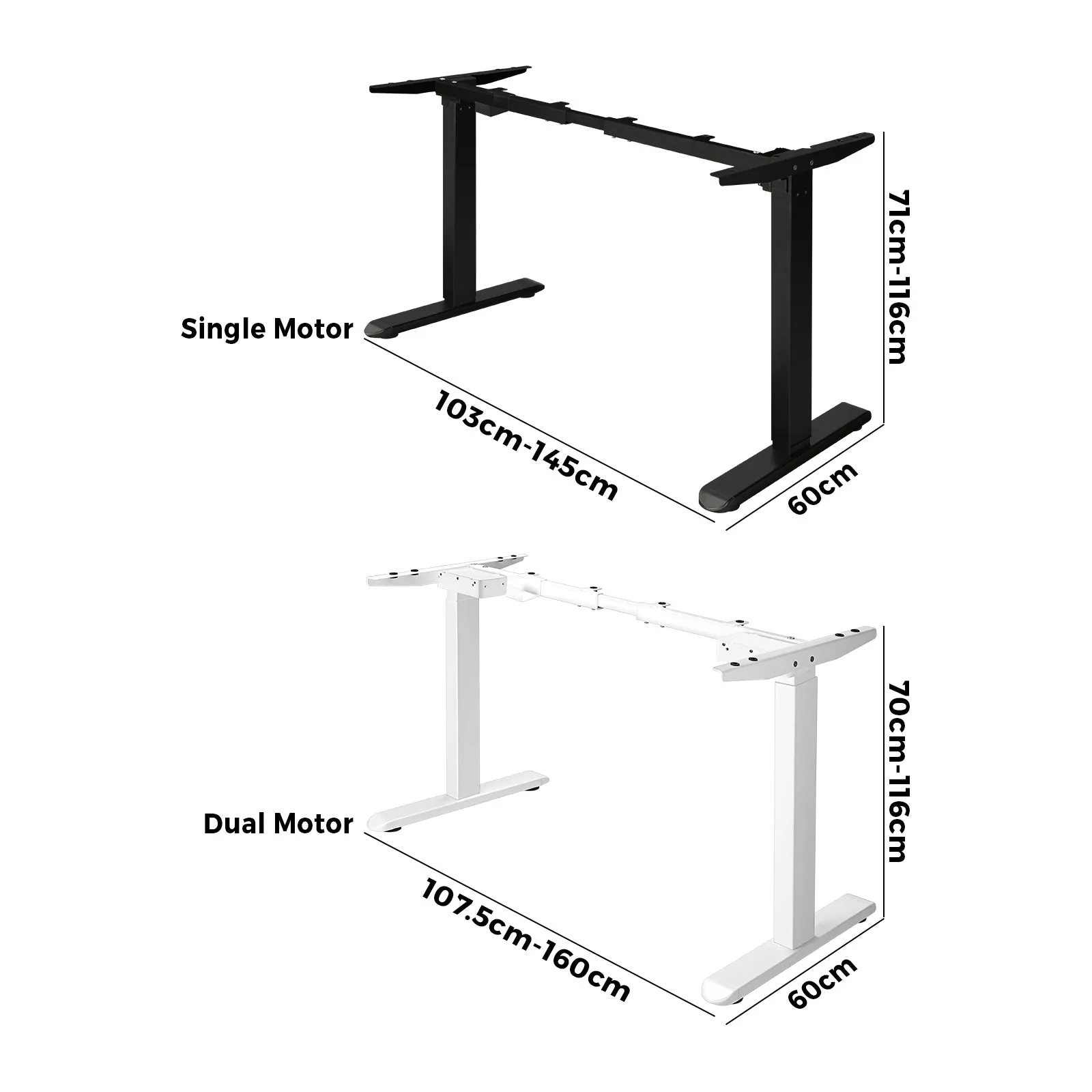 Oikiture Electric Standing Desk Motorised Height Adjustable Riser Frame SitStand