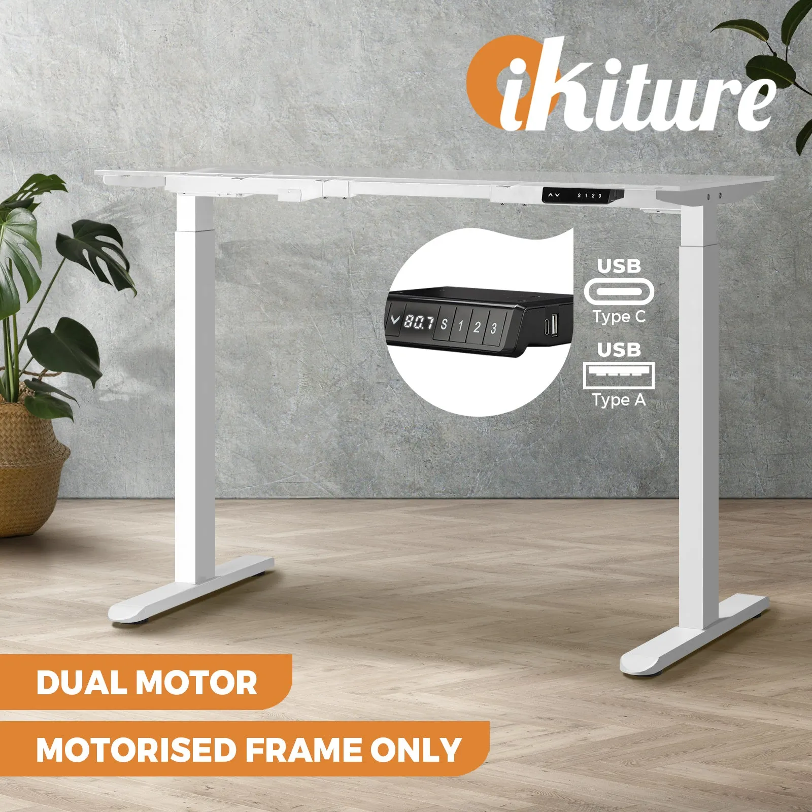 Oikiture Electric Standing Desk Motorised Height Adjustable Riser Frame SitStand