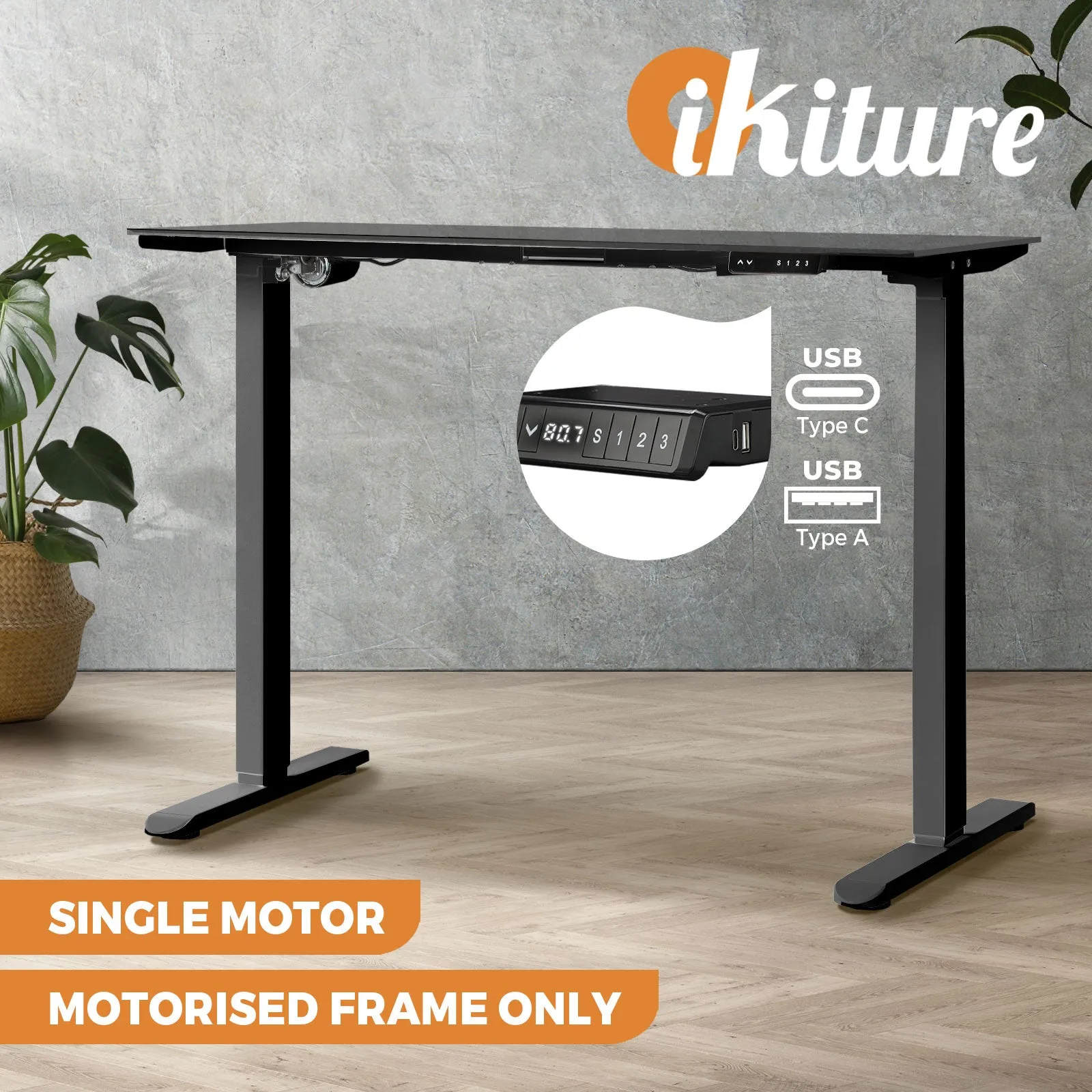 Oikiture Electric Standing Desk Motorised Height Adjustable Riser Frame SitStand