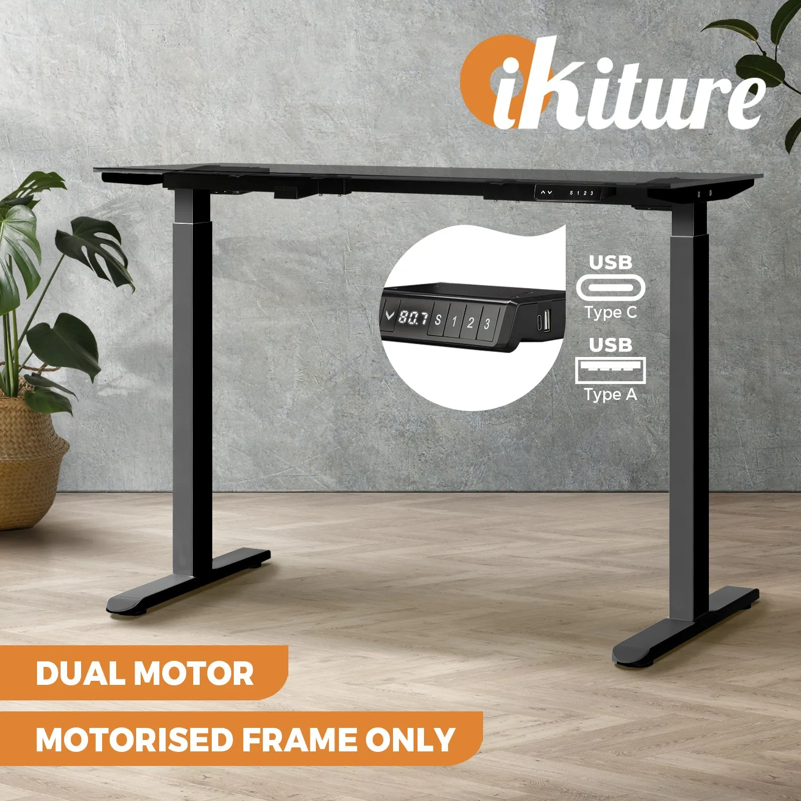 Oikiture Electric Standing Desk Motorised Height Adjustable Riser Frame SitStand