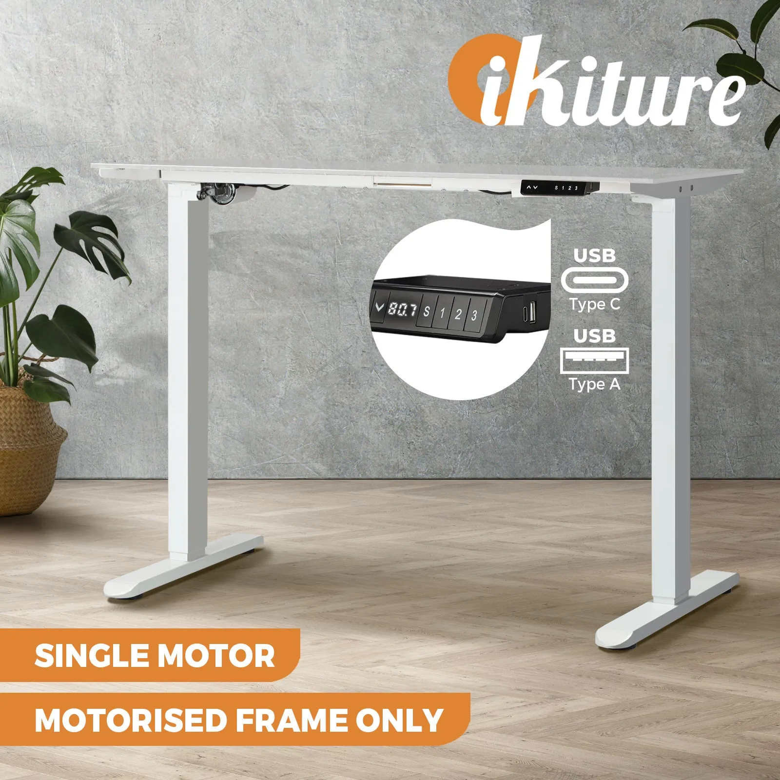 Oikiture Electric Standing Desk Motorised Height Adjustable Riser Frame SitStand