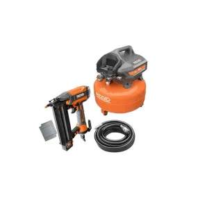Open Box -  RIDGID 6 Gal. Electric Pancake Air Compressor and 18-Gauge 2-1/8 in. Brad Nailer