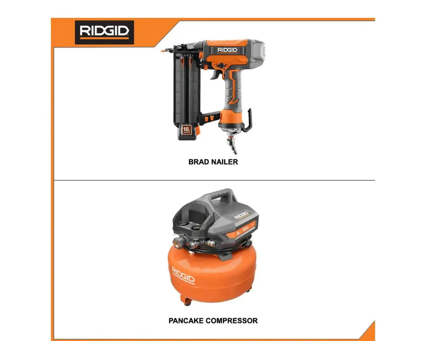 Open Box -  RIDGID 6 Gal. Electric Pancake Air Compressor and 18-Gauge 2-1/8 in. Brad Nailer