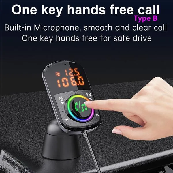 PD18W and QC3.0 Bluetooth 5.0 Car Radio Adapter Dual Fast Charging Port Wireless FM Audio Hands Free Car Kit Receiver
