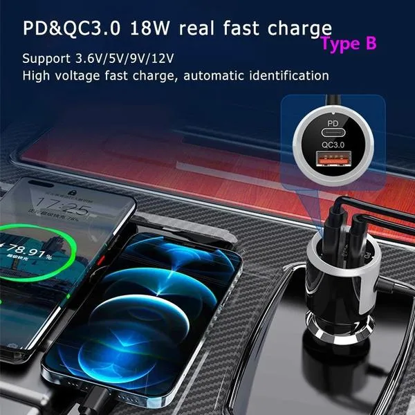 PD18W and QC3.0 Bluetooth 5.0 Car Radio Adapter Dual Fast Charging Port Wireless FM Audio Hands Free Car Kit Receiver