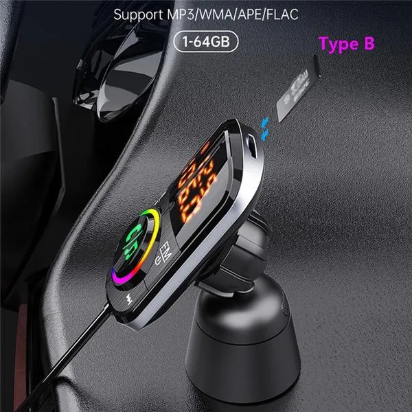 PD18W and QC3.0 Bluetooth 5.0 Car Radio Adapter Dual Fast Charging Port Wireless FM Audio Hands Free Car Kit Receiver