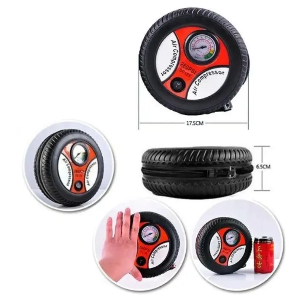 Portable Electric Tyre Shape Car Air Compressor Pump for Car & Bike,Electric Mini DC 12V Air Compressor Pump