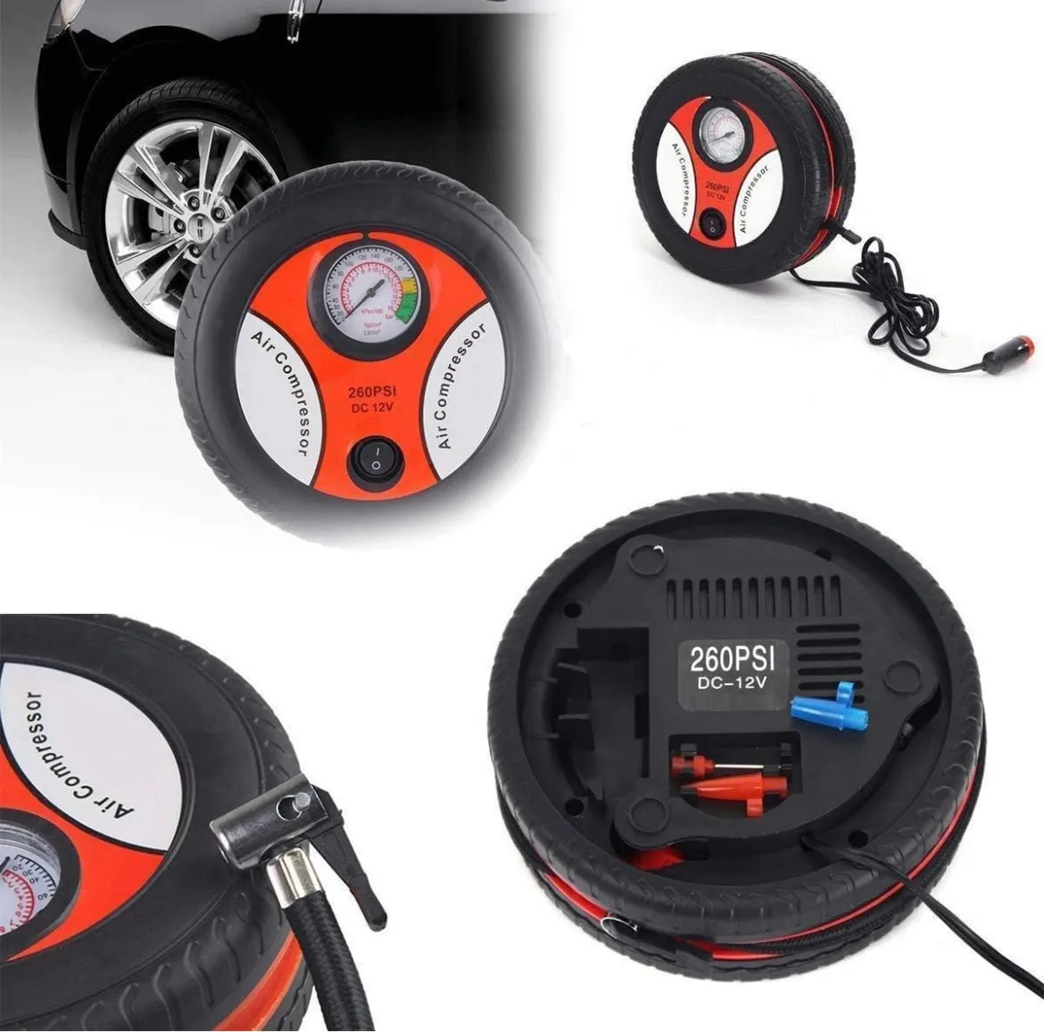 Portable Electric Tyre Shape Car Air Compressor Pump for Car & Bike,Electric Mini DC 12V Air Compressor Pump