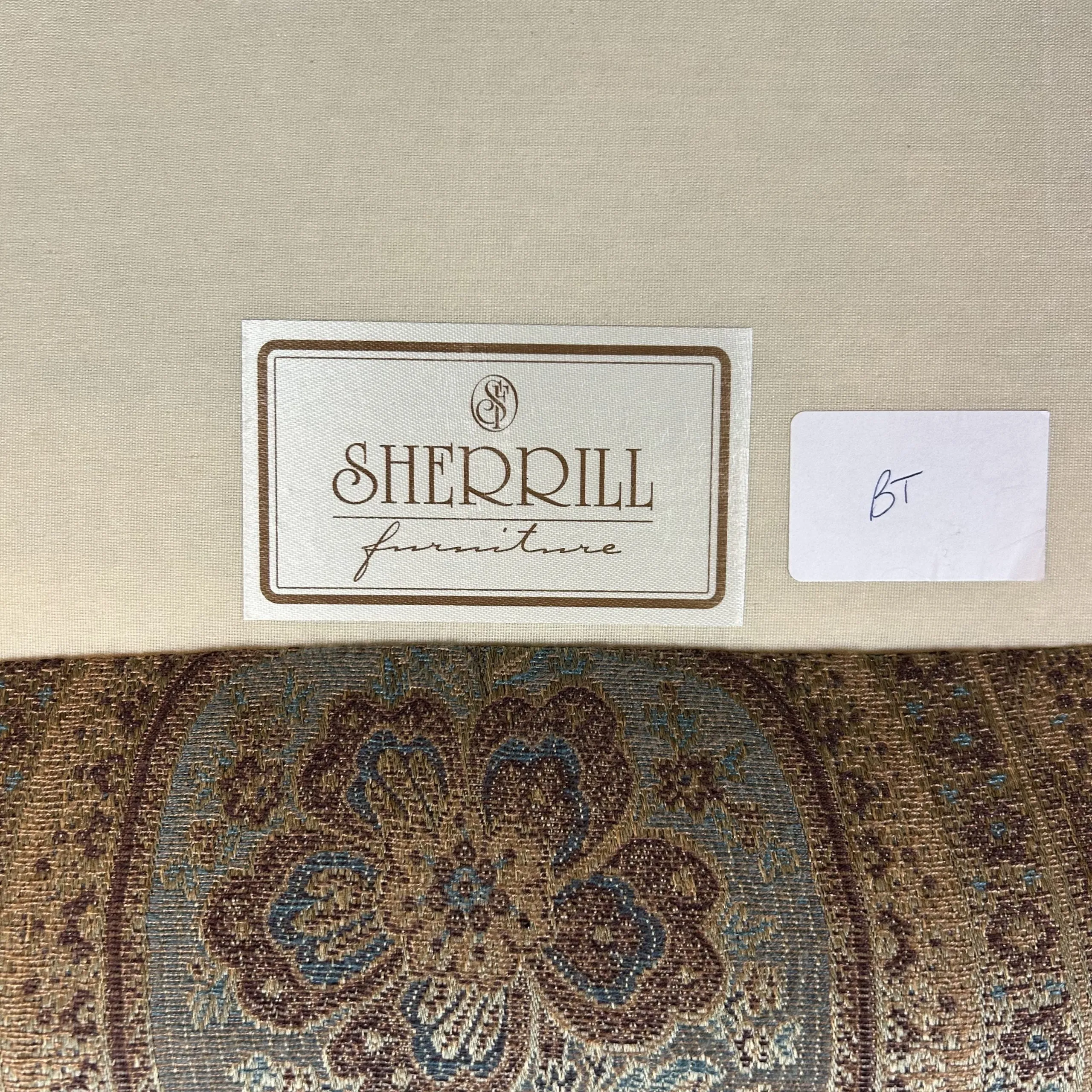 Sherrill Wingback Arm Chair, Golden Multicolor Brocade Upholstery