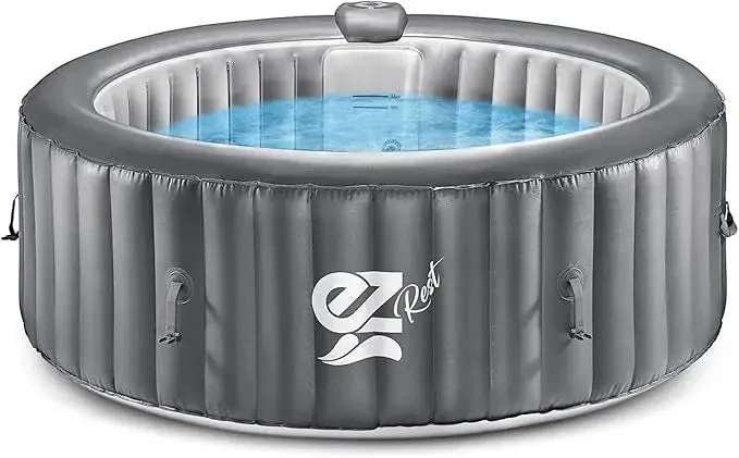 SimpleSpa Bubble Massage Inflatable Round Hot Tub Relaxing Outdoor Water Spa with Soothing Jets Insulated Cover