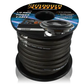 Sundown Audio 1/0 BLACK 50' Tinned OFC Oxygen Free Copper Power Cable