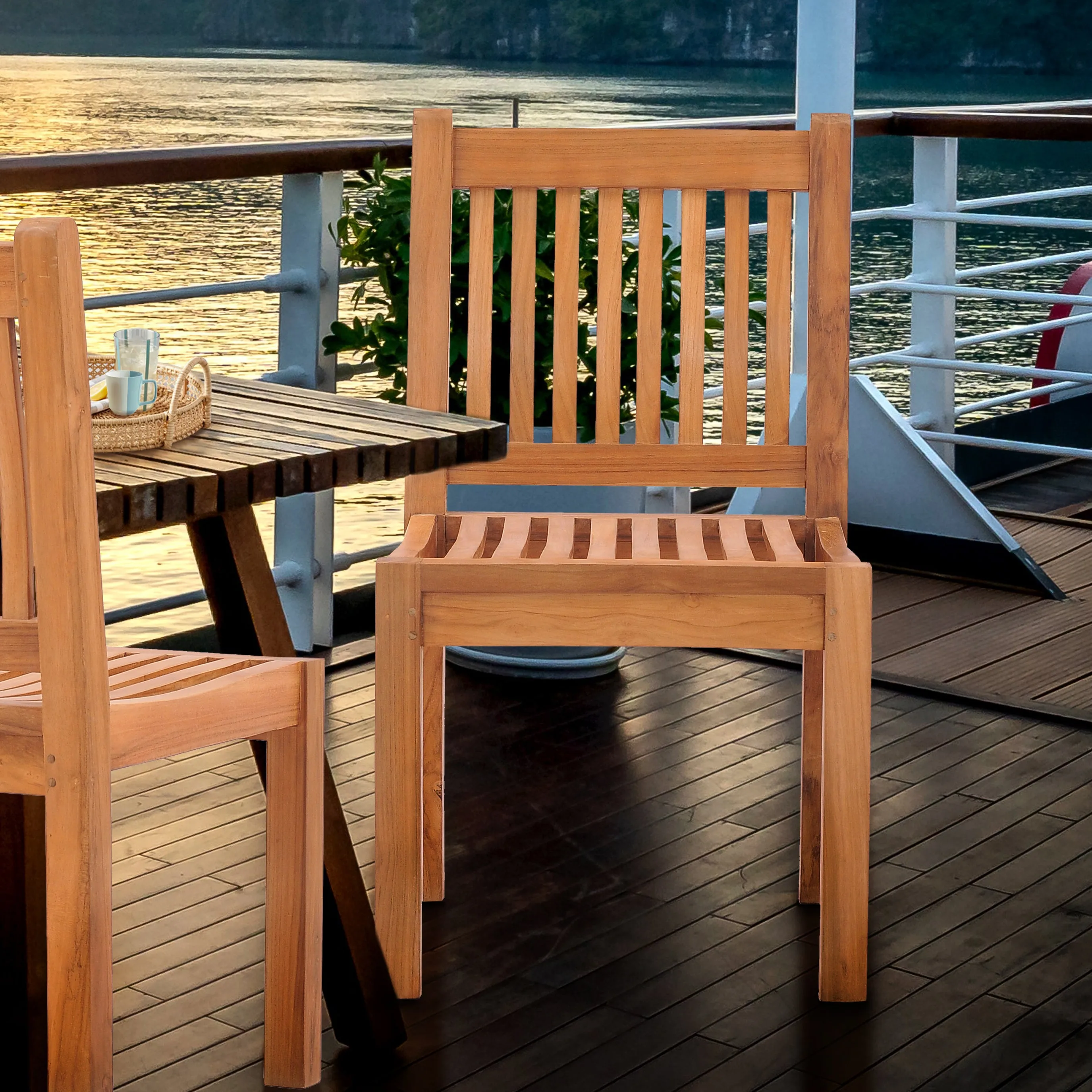 Teak Wood Elzas Side Chair