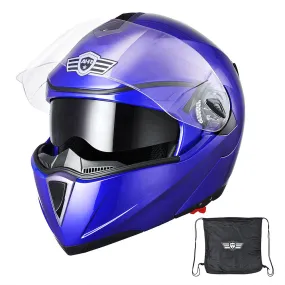 TheLAShop Helmet RUN-M Modular Helmet DOT Full Face Flip up Blue