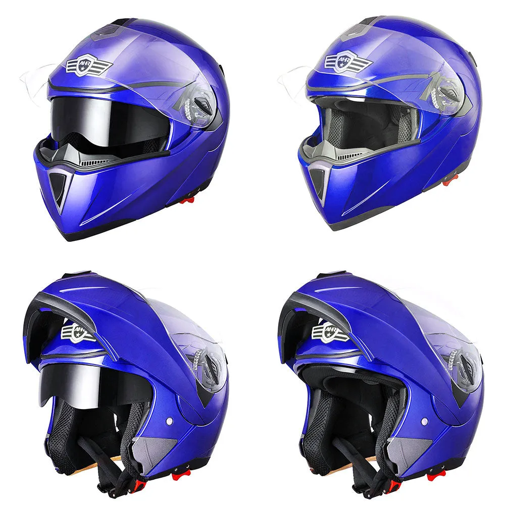 TheLAShop Helmet RUN-M Modular Helmet DOT Full Face Flip up Blue