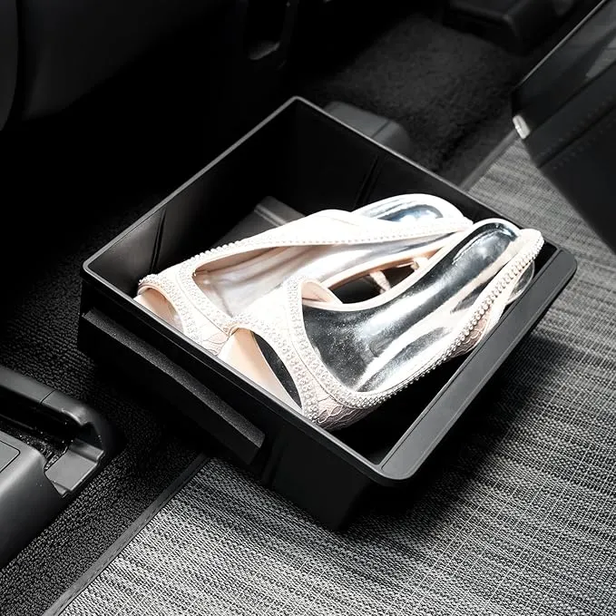 Under Seat Storage Tray for Rivian R1S 2025 Accessories, Rear Row Organier with Partitions and Anti Scratch Noise Reduce Silicone Pad for Rivian R1S Accessories 2024 2023 2022 (2nd Row Seat)