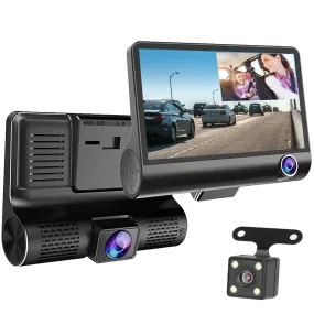 versatile iMounTEK Dash Cam for Cars, 1296P Full HD Dash Camera with 4inch LCD Display, 3 Channel Dash Cam with Night Vision, Driving Recorder