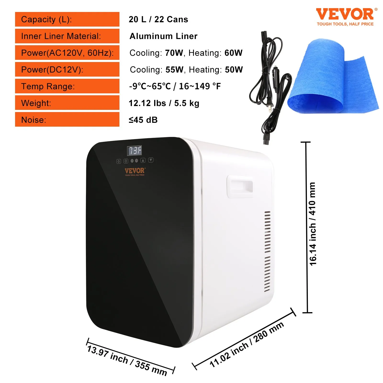 Vevor Mini Fridge for Bedroom, Skincare Fridge with Touch Screen Control - Black