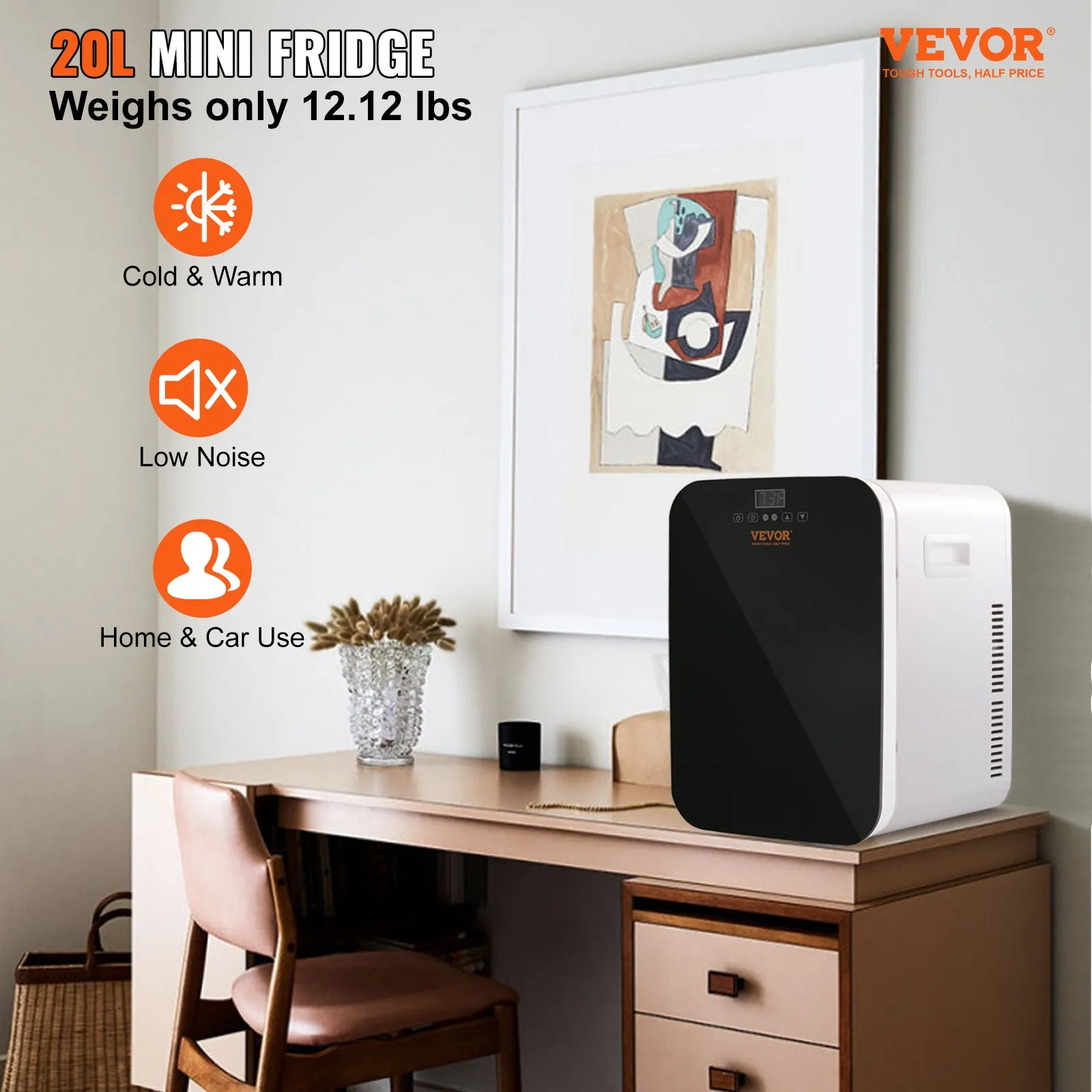 Vevor Mini Fridge for Bedroom, Skincare Fridge with Touch Screen Control - Black