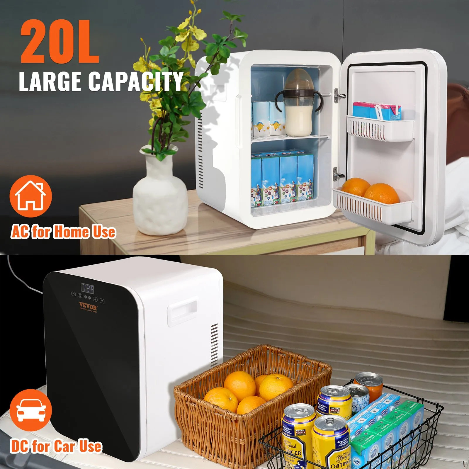 Vevor Mini Fridge for Bedroom, Skincare Fridge with Touch Screen Control - Black