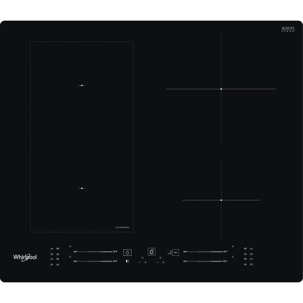 Whirlpool WLS7960NE 59cm Wide Built-In Induction Hob, 4 Zones, With Flexicook - Black